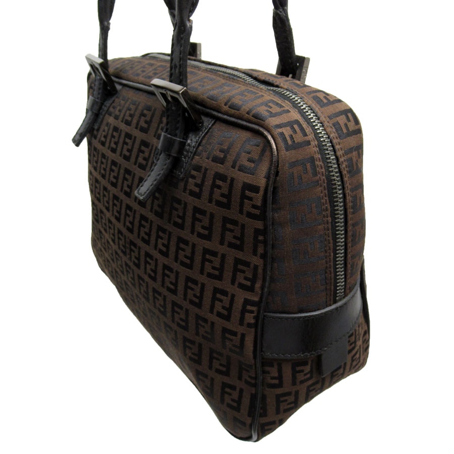 フェンディ FENDI ハンドバッグ ズッキーノ キャンバス/レザー ブラウン/ブラック レディース w0335a