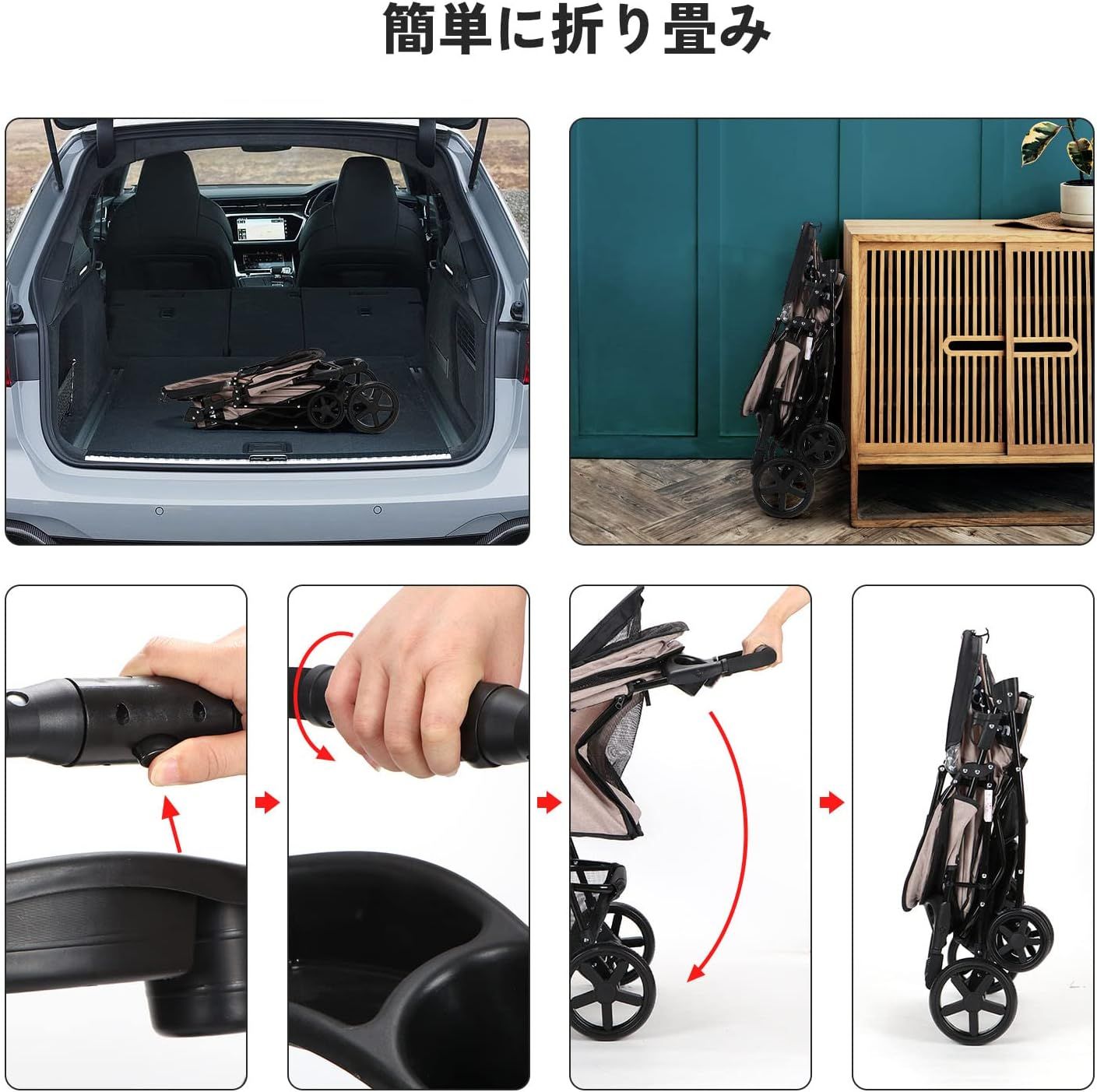 ペットカート 折りたたみ 犬用ベビーカー 猫バギー 前輪360回転 後輪ブレーキ付 多機能 小型犬 中型犬 猫 散歩 外出 飛び出し防止 軽量 ワンタッチ開閉 組み立て簡単 耐荷重15KG (カーキ ペットカート 折りたたみ 犬用ベビーカー 猫バギー 前輪360回転 後輪ブレーキ付 多機能 小型犬 中型犬 猫 散歩 外出 飛び出し防止 軽量 ワンタッチ開閉 組み立て簡単 耐荷重15KG (カーキ