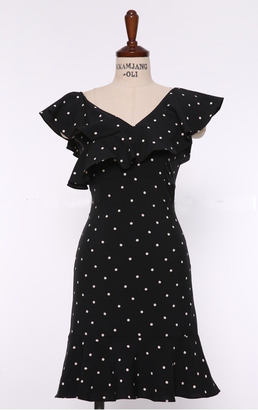 ドレス ワンピース パーティードレス 二次会ドレス 膝丈ドレス ミニドレス ワンピースドレス ミニ丈 ショート丈 ノースリーブ Vネック ワンショルダー Aライン スリム 細身 フリル ウエストマーク