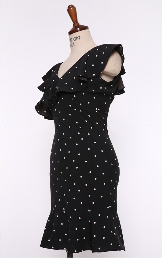 ドレス ワンピース パーティードレス 二次会ドレス 膝丈ドレス ミニドレス ワンピースドレス ミニ丈 ショート丈 ノースリーブ Vネック ワンショルダー Aライン スリム 細身 フリル ウエストマーク