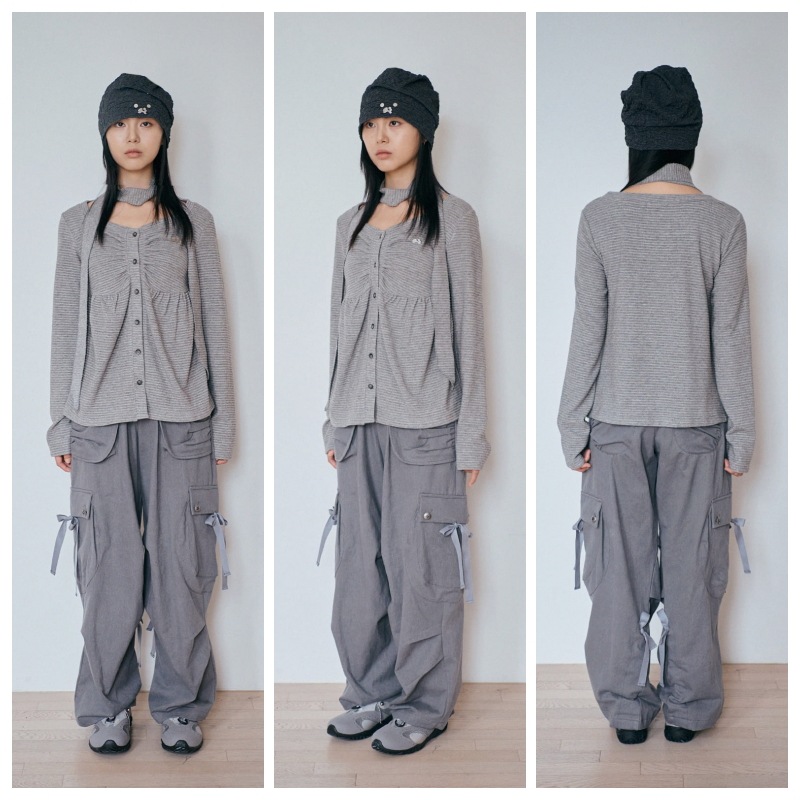 【HUGYOURSKIN】 KNITTED BABYDOLL CARDIGAN : 2COLORS