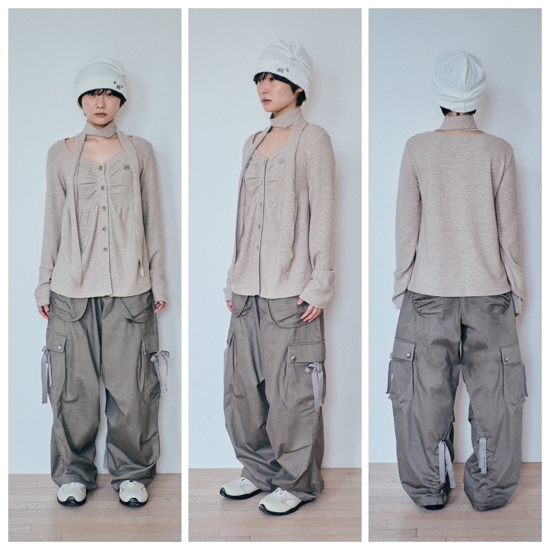 【HUGYOURSKIN】 KNITTED BABYDOLL CARDIGAN : 2COLORS