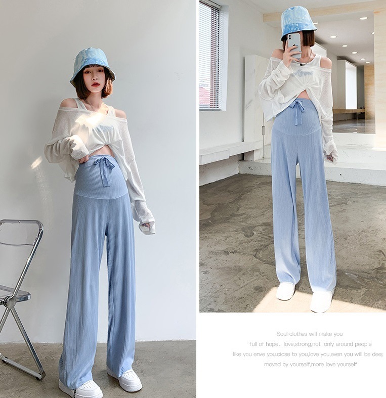 【送料無料】マタニティ パンツ 6color 冷感 リブ ワイドパンツ ロング レディース 【送料無料】マタニティ パンツ 6color 冷感 リブ ワイドパンツ ロング レディース