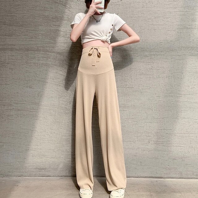 【送料無料】マタニティ パンツ 6color 冷感 リブ ワイドパンツ ロング レディース 【送料無料】マタニティ パンツ 6color 冷感 リブ ワイドパンツ ロング レディース