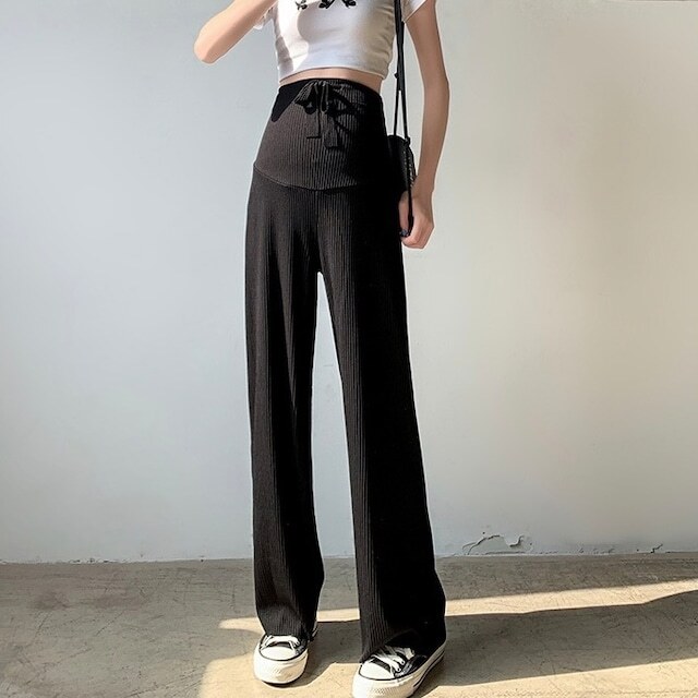 【送料無料】マタニティ パンツ 6color 冷感 リブ ワイドパンツ ロング レディース 【送料無料】マタニティ パンツ 6color 冷感 リブ ワイドパンツ ロング レディース