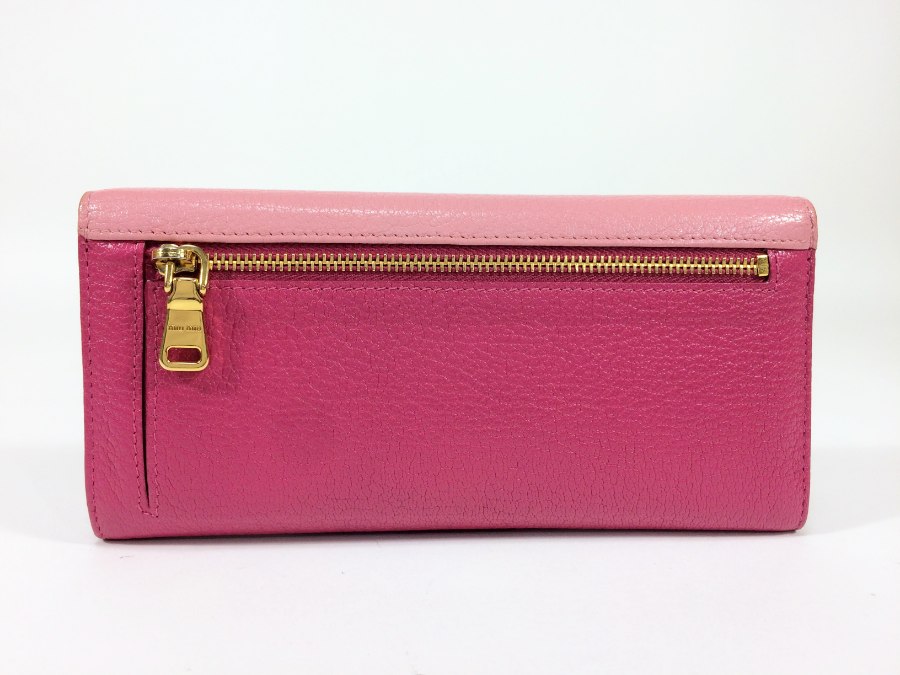 長財布 レザー バイカラー ピンク 中古品