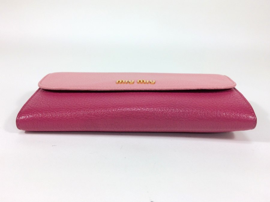 長財布 レザー バイカラー ピンク 中古品