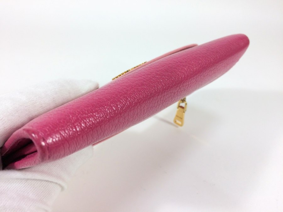 長財布 レザー バイカラー ピンク 中古品