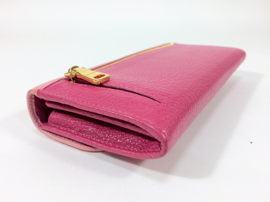 長財布 レザー バイカラー ピンク 中古品