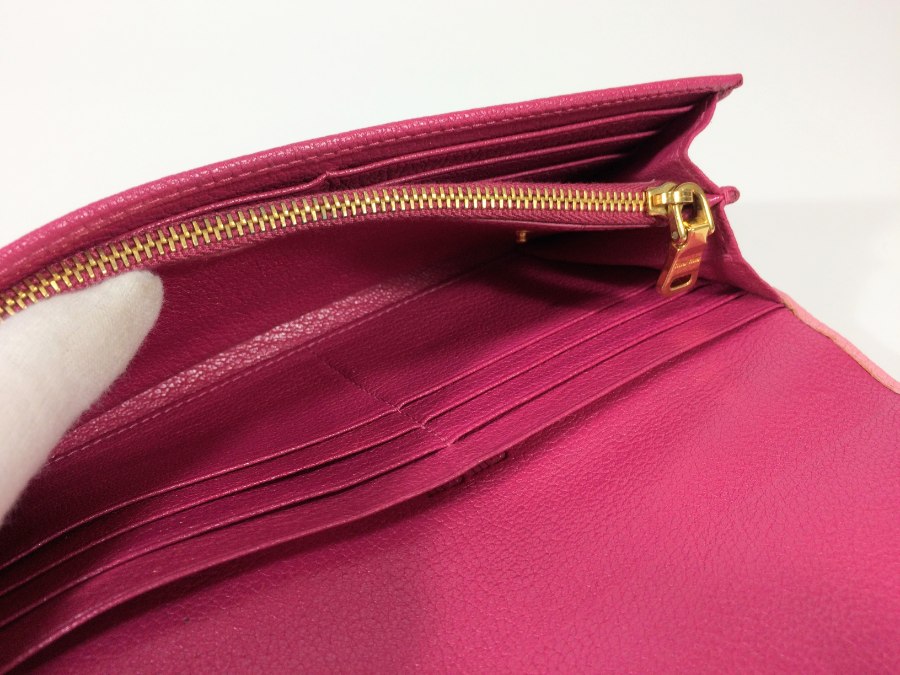 長財布 レザー バイカラー ピンク 中古品
