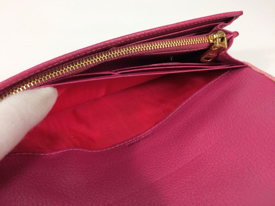 長財布 レザー バイカラー ピンク 中古品