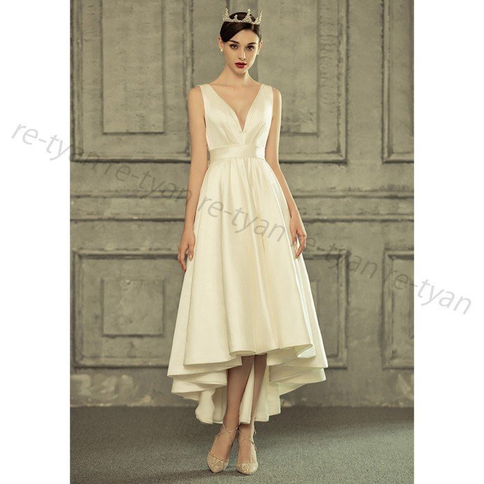 フォマールドレス 司会演出写真撮影 ウェディングドレス 白 二次会 結婚式ドレス 安いフォトウエディ