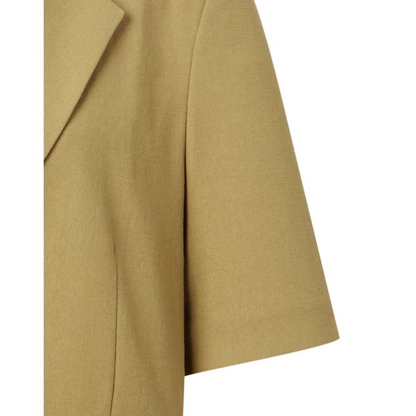 (ヘッジズレディース) 24SS カーキソリッドリネンブレンドショートスリーブジャケット HSJA4B491K2