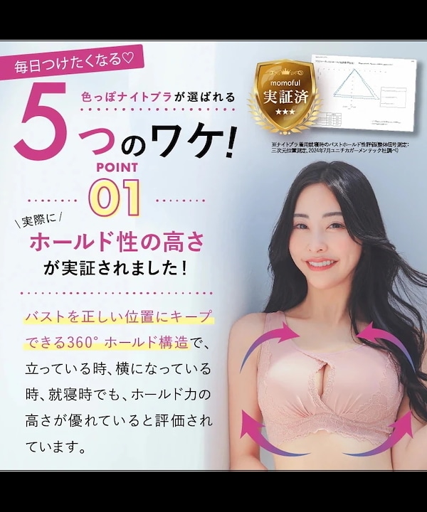 新品　momoful色っぽナイトブラ　3枚まとめ売り Qoo10] momoful 【3枚】色っぽナイトブラ ノンワイヤー