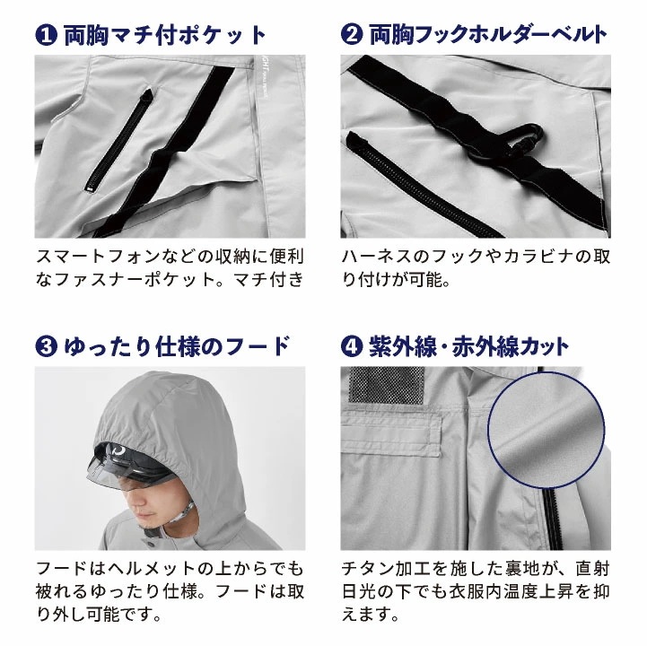 [2025年新作] サンエス 空調風神服 長袖 ブルゾン フルセット チタン加工通気性 春夏 24Vバッテリー UVカット ハーネス対応 空調作業服 /ss-kf92431-lx