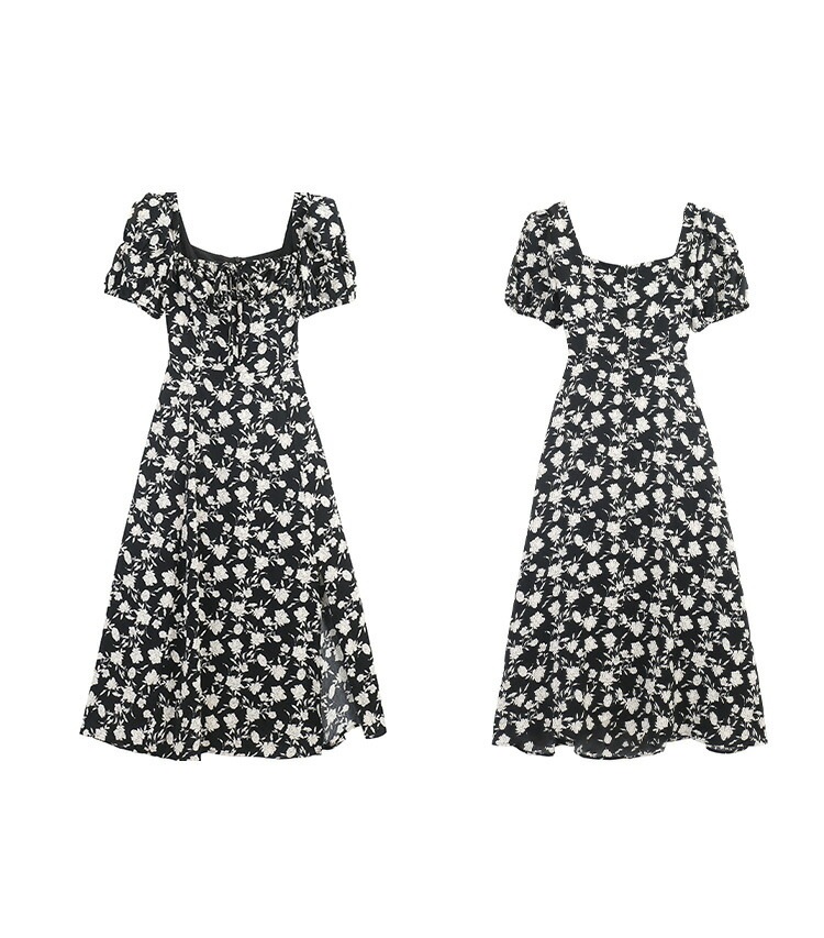 花柄ワンピ パフショルダー 花柄 ワンピース 前スリット バイカラー 半袖 Aライン 黒 ロングワンピース 大人 ミモレ丈 ロング丈 ガーリー きれいめ 食事会 デート 体型カバー 大きいサイズ リゾ 花柄ワンピ パフショルダー 花柄 ワンピース 前スリット バイカラー 半袖 Aライン 黒 ロングワンピース 大人 ミモレ丈 ロング丈 ガーリー きれいめ 食事会 デート 体型カバー 大きいサイズ リゾ