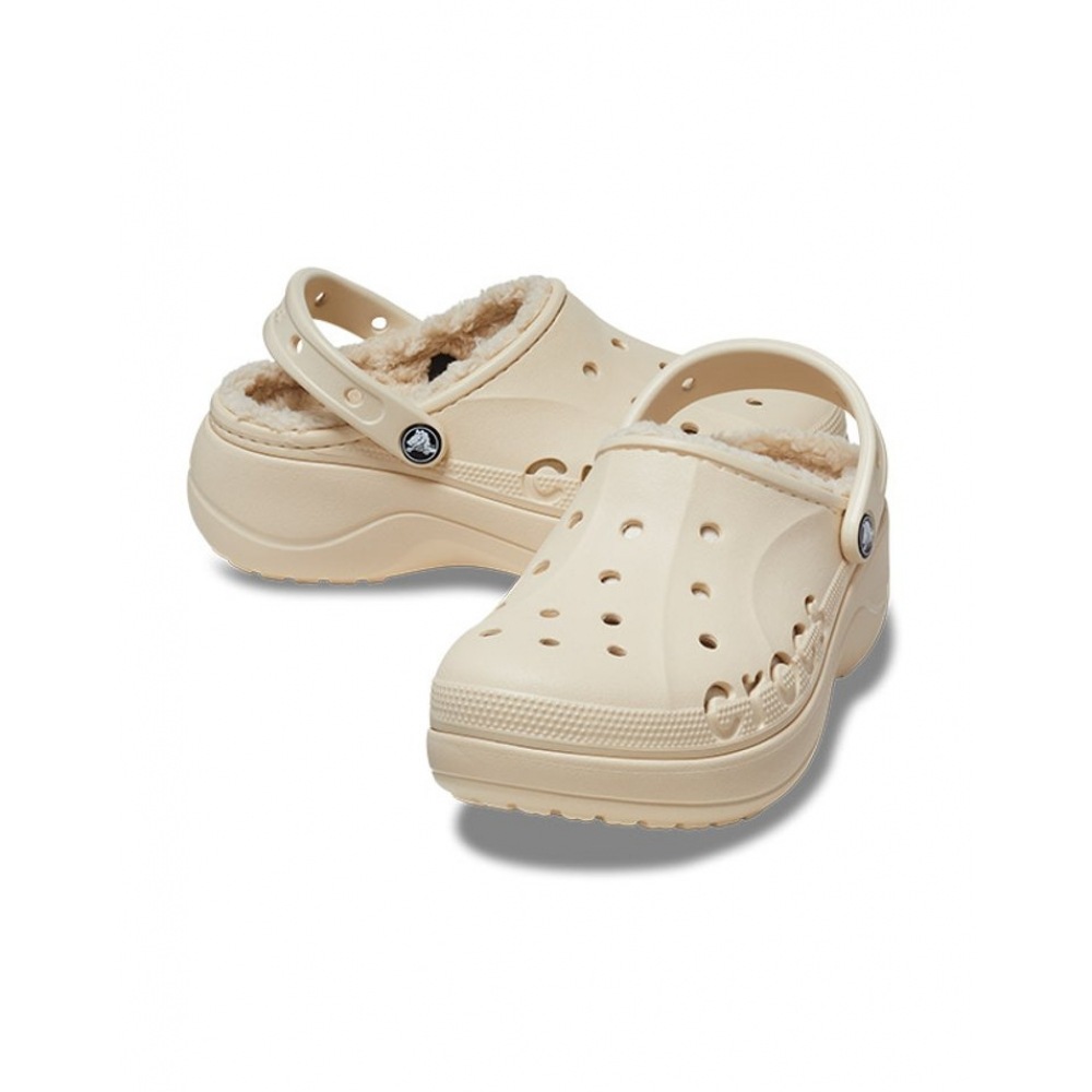 Crocs レディース BAYA プラットフォーム裏地付きクロッグホワイト Crocs レディース BAYA プラットフォーム裏地付きクロッグホワイト