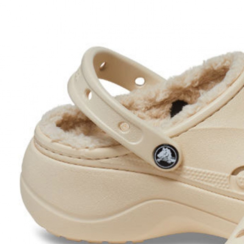 Crocs レディース BAYA プラットフォーム裏地付きクロッグホワイト Crocs レディース BAYA プラットフォーム裏地付きクロッグホワイト