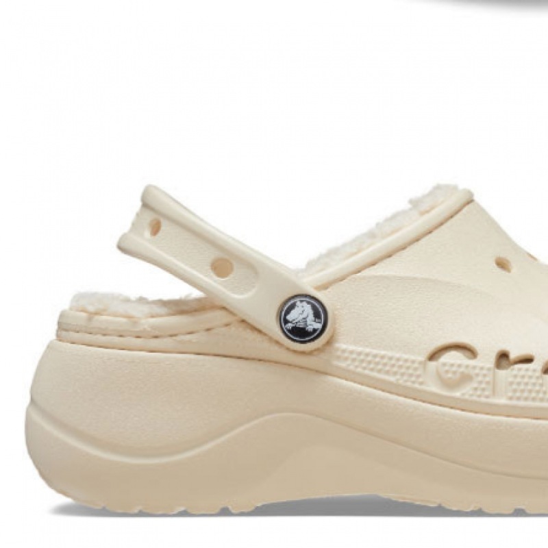 Crocs レディース BAYA プラットフォーム裏地付きクロッグホワイト Crocs レディース BAYA プラットフォーム裏地付きクロッグホワイト