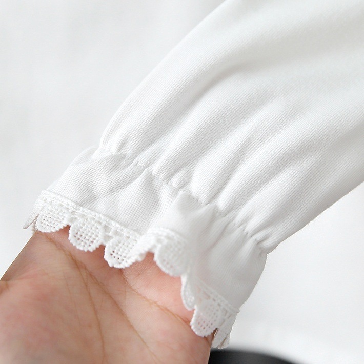 子供服 キッズ シャツ ミディアム丈 プルオーバー 長袖 ビックカラー 襟付き 刺繡 シースルー 韓国 レディース オルチャン 可愛い かわいい きちんと シンプル カジュアル 上品