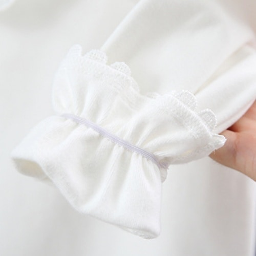 子供服 キッズ シャツ ミディアム丈 プルオーバー 長袖 ビックカラー 襟付き 刺繡 シースルー 韓国 レディース オルチャン 可愛い かわいい きちんと シンプル カジュアル 上品