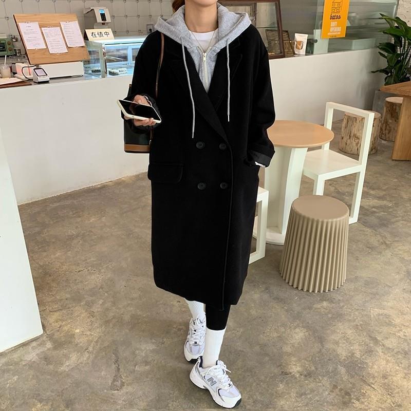 人気大人っぽチェスターコート 冬アウター フーデッドブラックコート女性韓国版秋冬コートルーズミディアムレングス学生 ロング トレンチコート レディース 韓国 通勤 人気大人っぽチェスターコート 冬アウター フーデッドブラックコート女性韓国版秋冬コートルーズミディアムレングス学生 ロング トレンチコート レディース 韓国 通勤