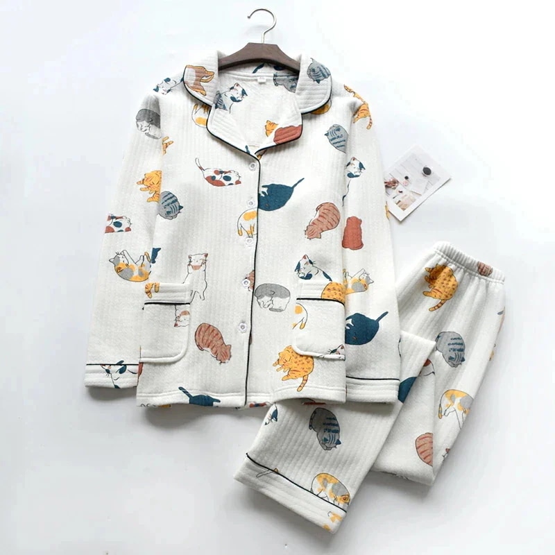 【急速出荷!】レディース パジャマ 長袖 綿 前開き 猫柄 ウエア 上下セット パジャマ セットアップ 猫柄 猫耳 ネコ耳 かわいい 部屋着 寝間着 リラックスウェア コットン 着心地良い 暖かい ゆ 【急速出荷!】レディース パジャマ 長袖 綿 前開き 猫柄 ウエア 上下セット パジャマ セットアップ 猫柄 猫耳 ネコ耳 かわいい 部屋着 寝間着 リラックスウェア コットン 着心地良い 暖かい ゆ