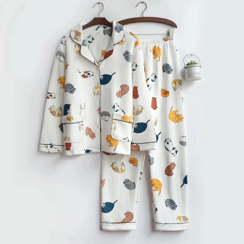 【急速出荷!】レディース パジャマ 長袖 綿 前開き 猫柄 ウエア 上下セット パジャマ セットアップ 猫柄 猫耳 ネコ耳 かわいい 部屋着 寝間着 リラックスウェア コットン 着心地良い 暖かい ゆ 【急速出荷!】レディース パジャマ 長袖 綿 前開き 猫柄 ウエア 上下セット パジャマ セットアップ 猫柄 猫耳 ネコ耳 かわいい 部屋着 寝間着 リラックスウェア コットン 着心地良い 暖かい ゆ