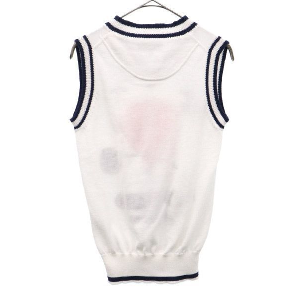 総柄 ゴルフ ニットベスト S ネイビー×ホワイト レディース