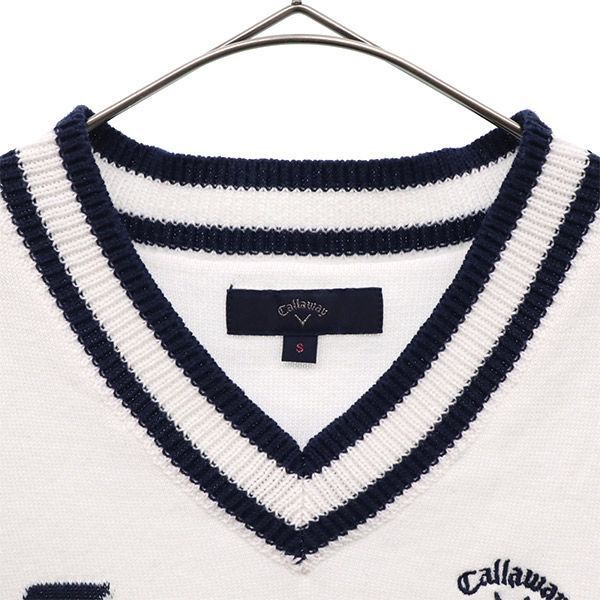 総柄 ゴルフ ニットベスト S ネイビー×ホワイト レディース