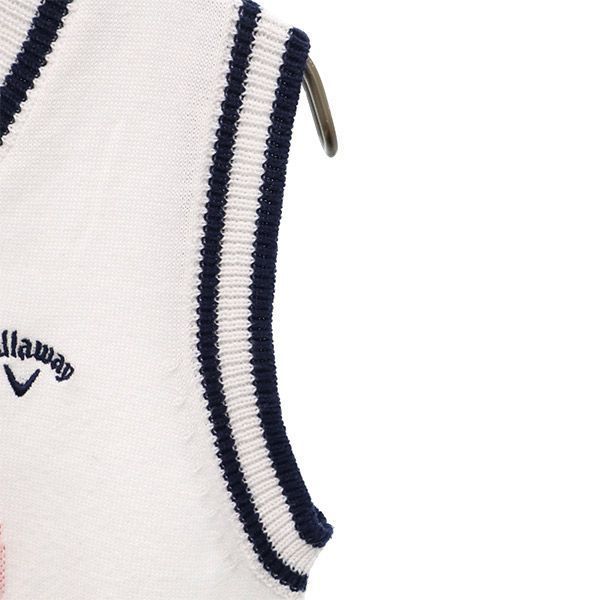 総柄 ゴルフ ニットベスト S ネイビー×ホワイト レディース