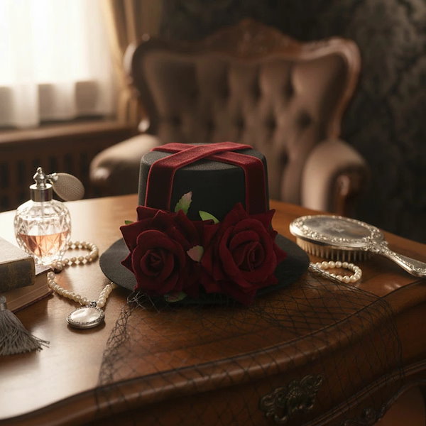 Qoo10] カチューシャ ミニハット ヴェール 薔薇