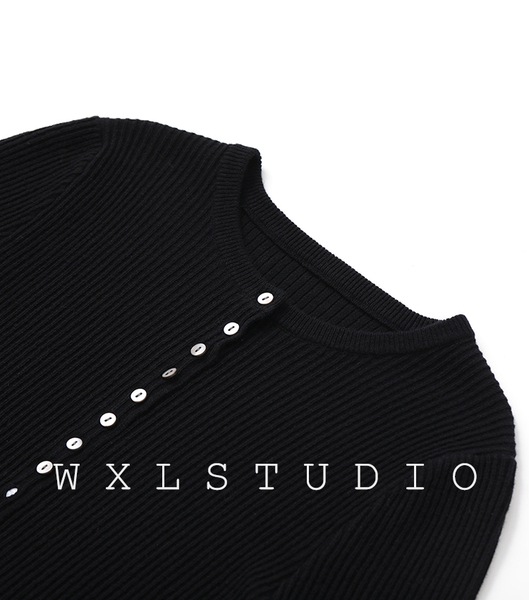 WXLSTUDIO ハンドメイド一列ウールニット長袖 WXLSTUDIO ハンドメイド一列ウールニット長袖