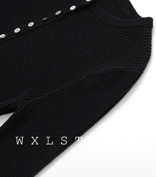 WXLSTUDIO ハンドメイド一列ウールニット長袖 WXLSTUDIO ハンドメイド一列ウールニット長袖