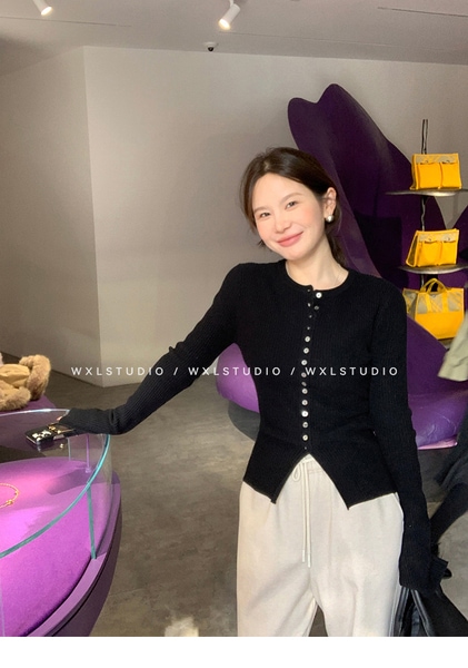 WXLSTUDIO ハンドメイド一列ウールニット長袖 WXLSTUDIO ハンドメイド一列ウールニット長袖