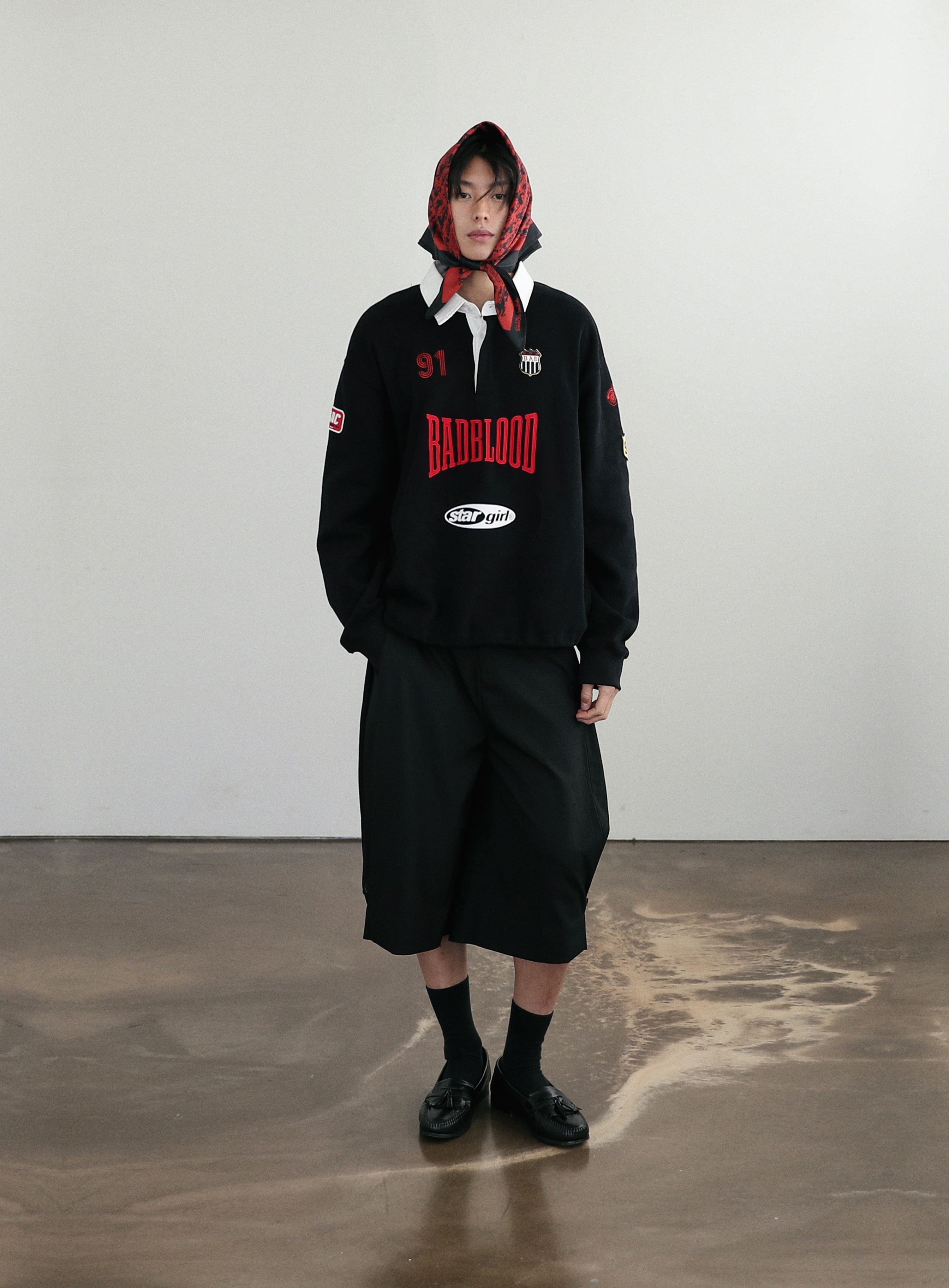 【BADBLOOD】 MYSTIC CAPSULE RUGBY SWEATSHIRT : BLACK 【BADBLOOD】 MYSTIC CAPSULE RUGBY SWEATSHIRT : BLACK