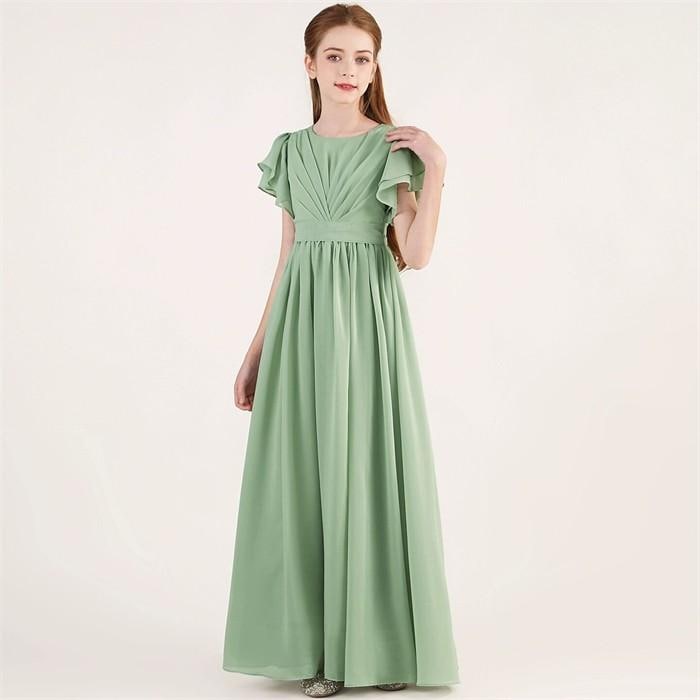 (WJ Fashion)ドレス 発表会 結婚式 女の子 ピアノ発表会 シフォン 110 120 130 140 150 160 フォーマル ワンピース コンクール ロング 半袖 子供 ロングドレス