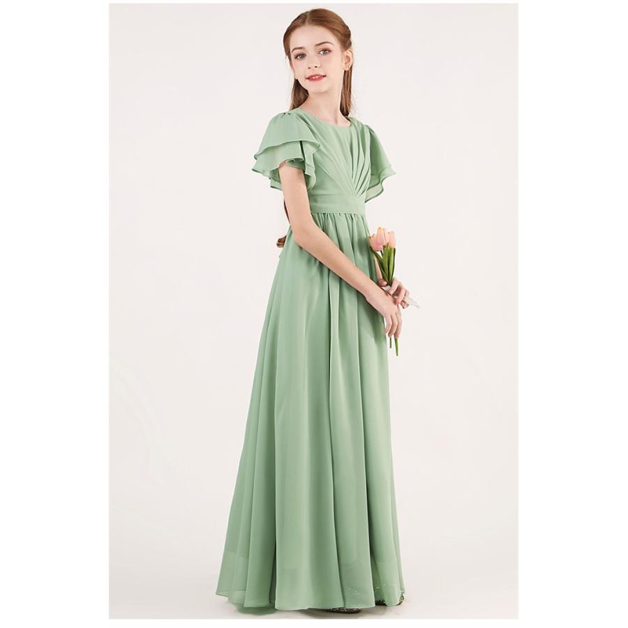 (WJ Fashion)ドレス 発表会 結婚式 女の子 ピアノ発表会 シフォン 110 120 130 140 150 160 フォーマル ワンピース コンクール ロング 半袖 子供 ロングドレス