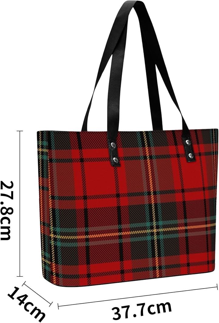 トートバッグ タータンチェック柄 カジュアル ジッパーあり お手入れ