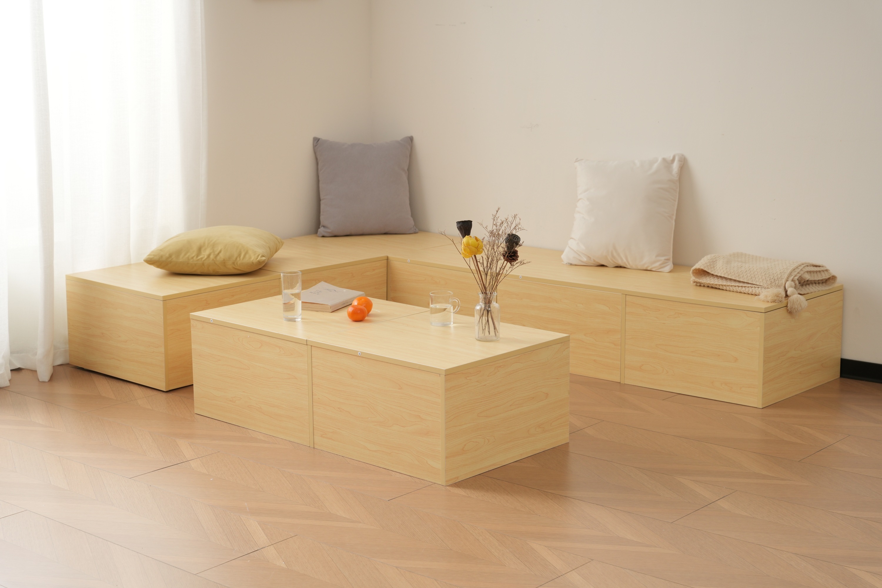 国内発送！A20【横両開きボックス2個】収納ベッド ユニット 収納ボックス 小上がり ユニットベッド 50×50×30cm 組み合わせ自由自在 収納ベンチ 収納箱 ベッド 箱型 ベッドフレーム シン