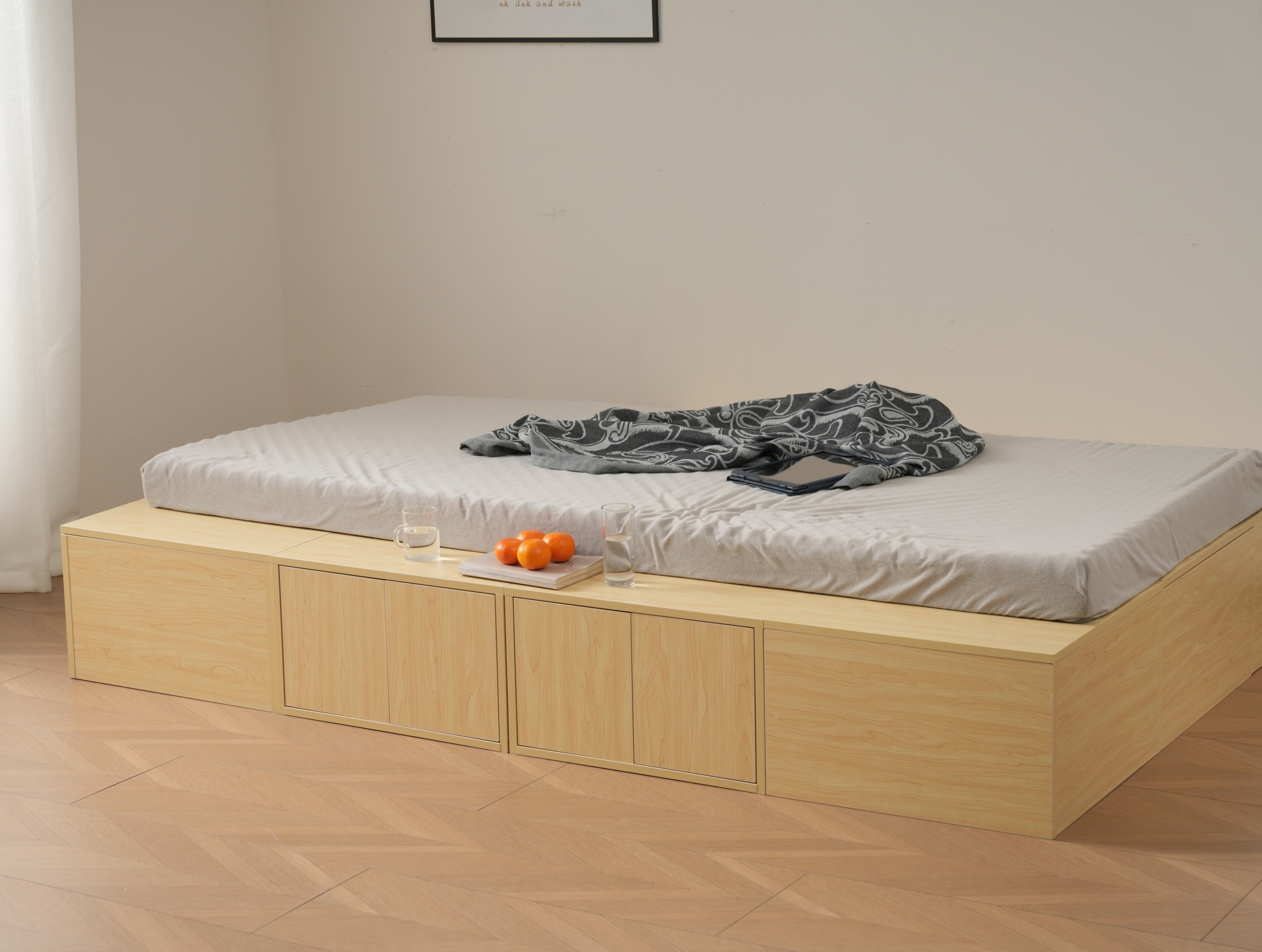 国内発送！A20【横両開きボックス2個】収納ベッド ユニット 収納ボックス 小上がり ユニットベッド 50×50×30cm 組み合わせ自由自在 収納ベンチ 収納箱 ベッド 箱型 ベッドフレーム シン