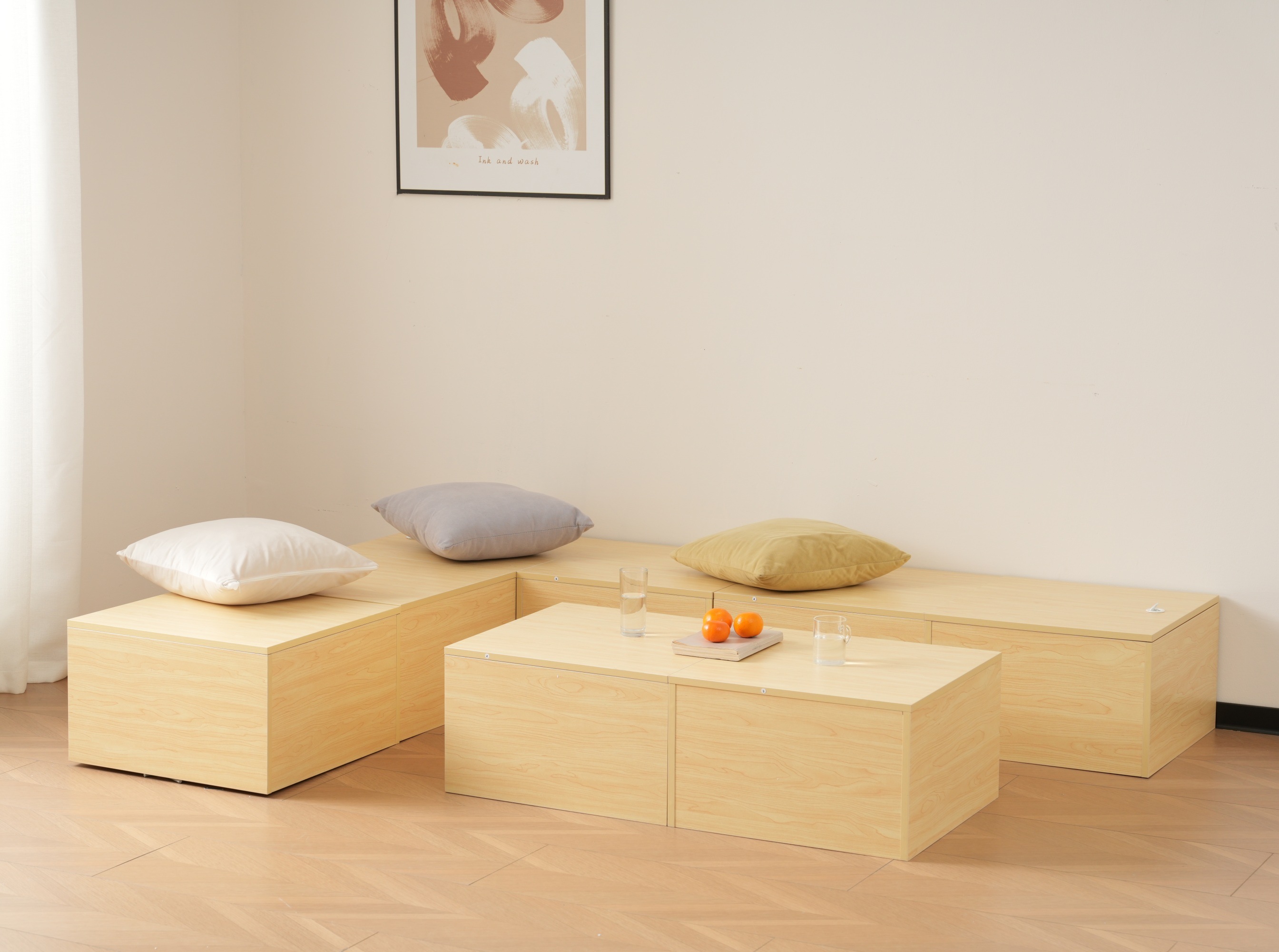 国内発送！A20【横両開きボックス2個】収納ベッド ユニット 収納ボックス 小上がり ユニットベッド 50×50×30cm 組み合わせ自由自在 収納ベンチ 収納箱 ベッド 箱型 ベッドフレーム シン