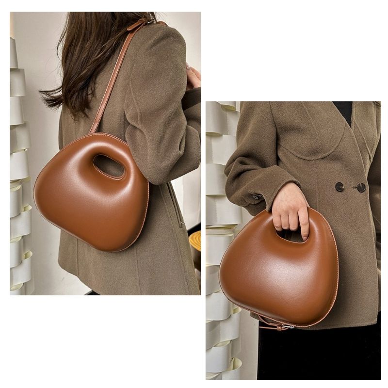 【即納】ショルダーバッグ エッグ型 ハンドバッグ ホワイト 白 ブラック 黒 イエロー 黄色 ブラウン 可愛い おしゃれ 肩掛け 斜めがけ バッグ レディース かわいい きれいめ 合成皮革[R](Q)