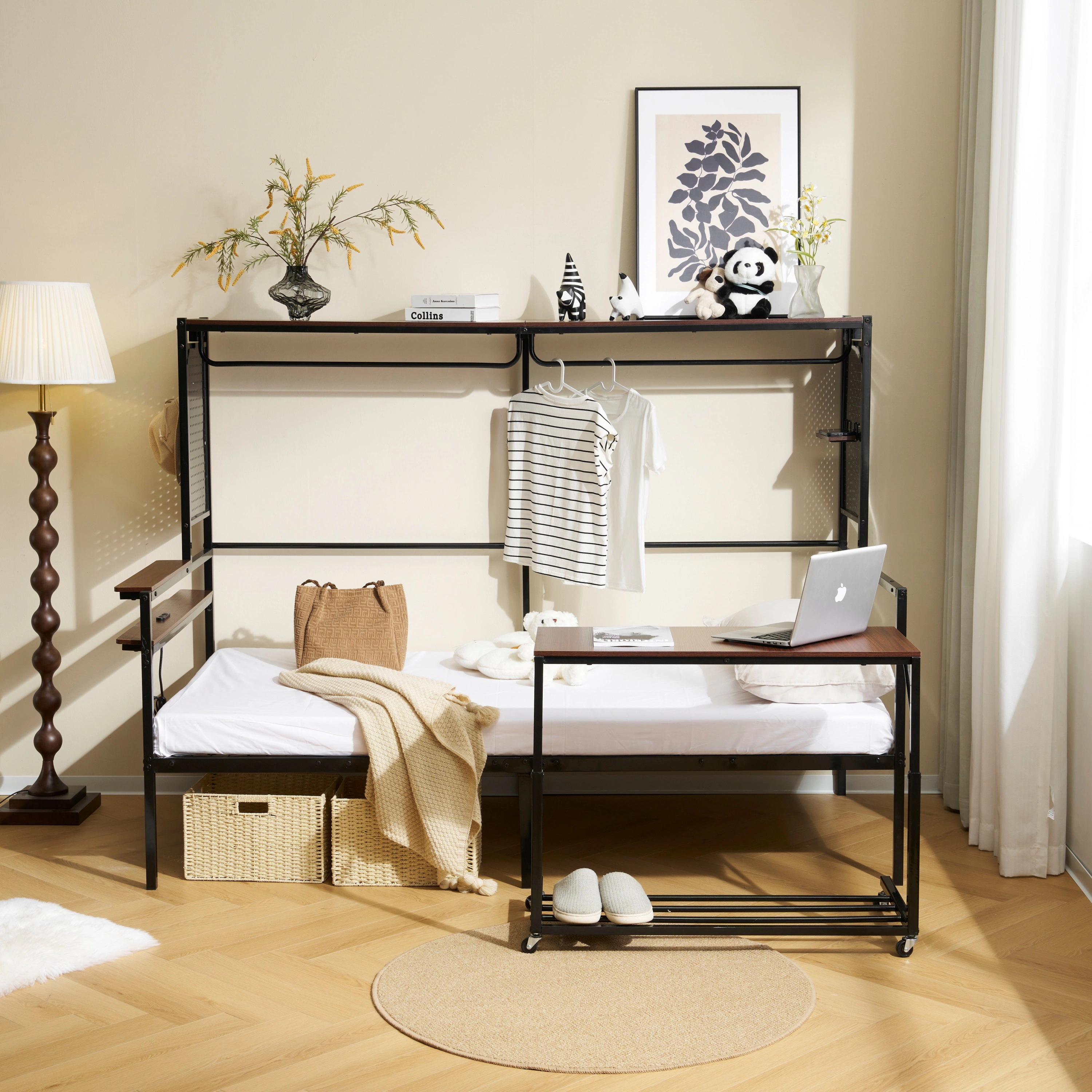 347【新作】【ブラック】 システムベット ロフトベッド シングル スチールネット付き 移動型デスク付き 北欧風 木目 子供ベッド 大人ベッド 一人暮らし スチール 耐震 ベッド359 347【新作】【ブラック】 システムベット ロフトベッド シングル スチールネット付き 移動型デスク付き 北欧風 木目 子供ベッド 大人ベッド 一人暮らし スチール 耐震 ベッド359