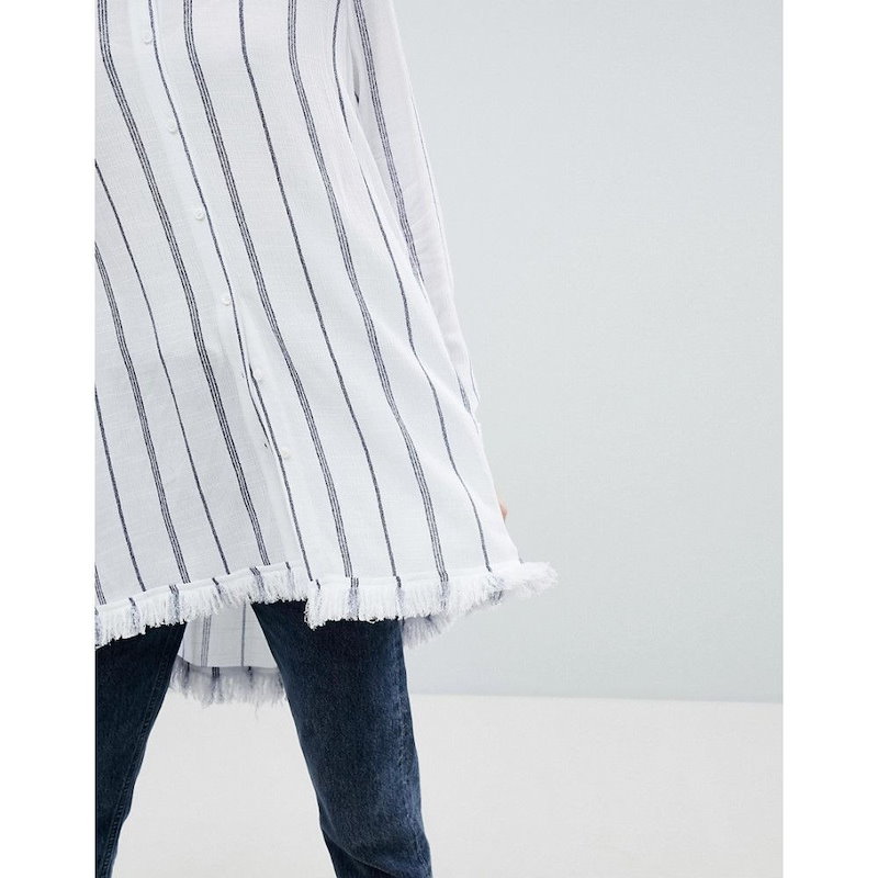 カレントエアー レディース トップス ブラウス・シャツ【Current Air Stripe Tunic Shirt with Raw Finish】White stripe カレントエアー レディース トップス ブラウス・シャツ【Current Air Stripe Tunic Shirt with Raw Finish】White stripe