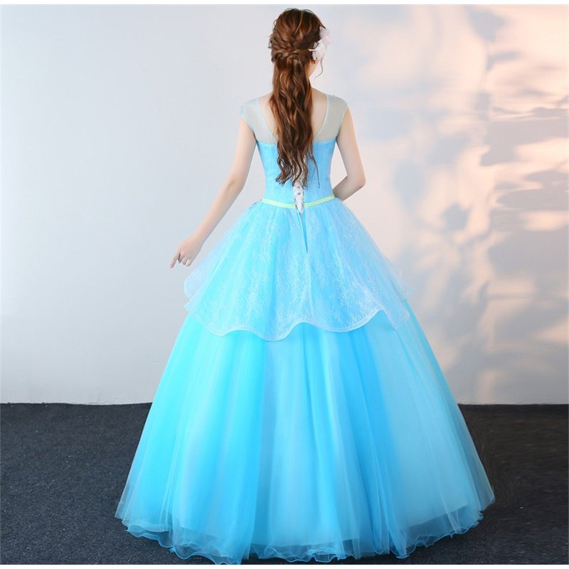 カラードレス 演奏会用ロングドレス 二次会ドレス 舞台 ステージ衣装 パーティドレス ブルー