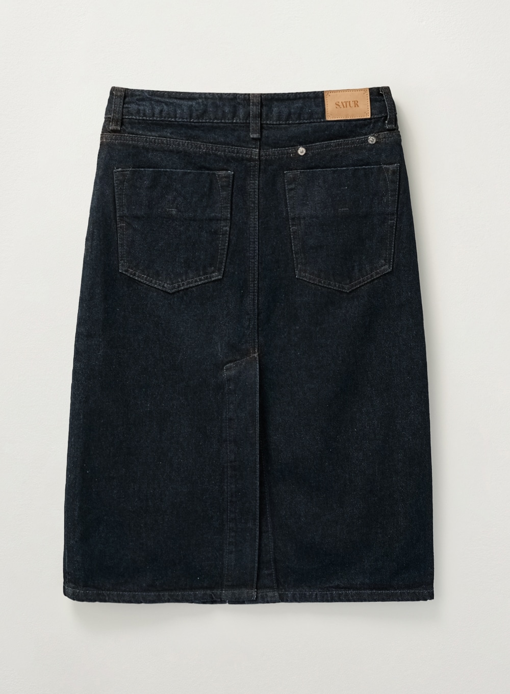 SATUR】 (W) MARRADI DENIM MIDI SKIRT : INDIGO BLUE