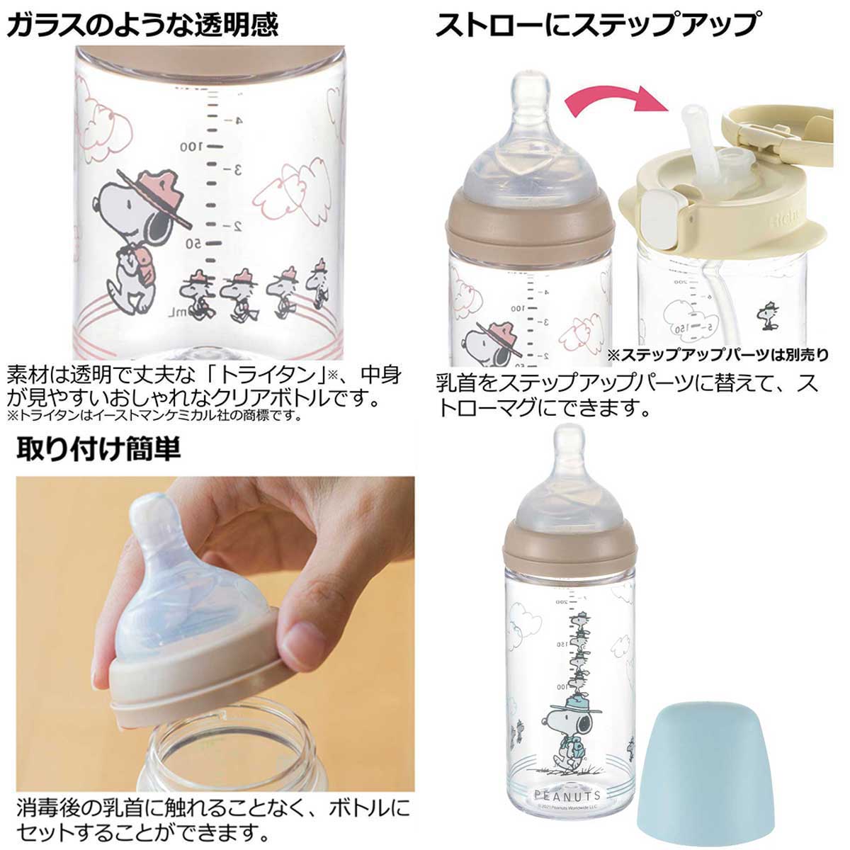 リッチェル ピーナッツ コレクション プラスチック製ほ乳びん 3 18ヵ月頃 在庫あり おでかけミルクボトル