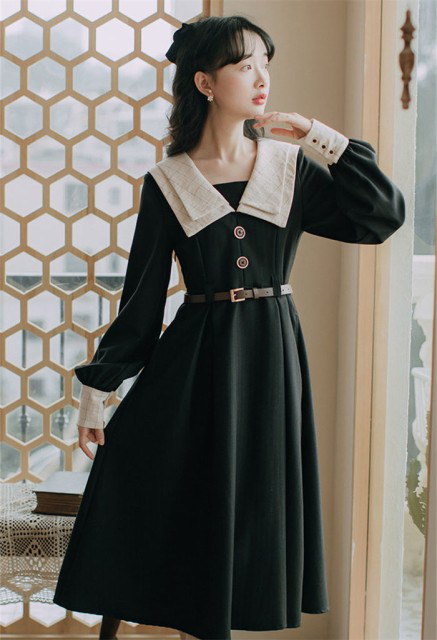 Qoo10] S-XL レトロ ワンピース レディース