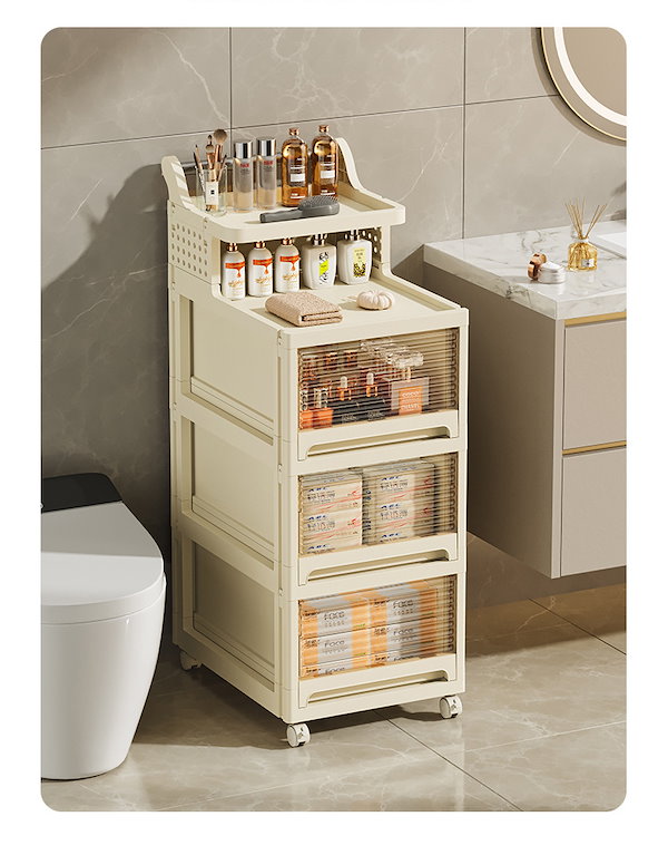 Qoo10] 収納ラック キャスター付き 3段 4段